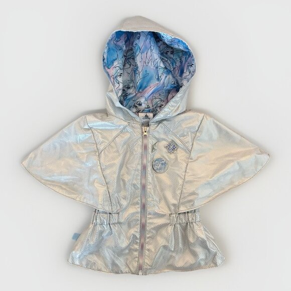 Disney Park Frozen Elsa Anna Cape Silver Jacket Size 4 Toddler Girl Parks Trip - Picture 1 of 16
